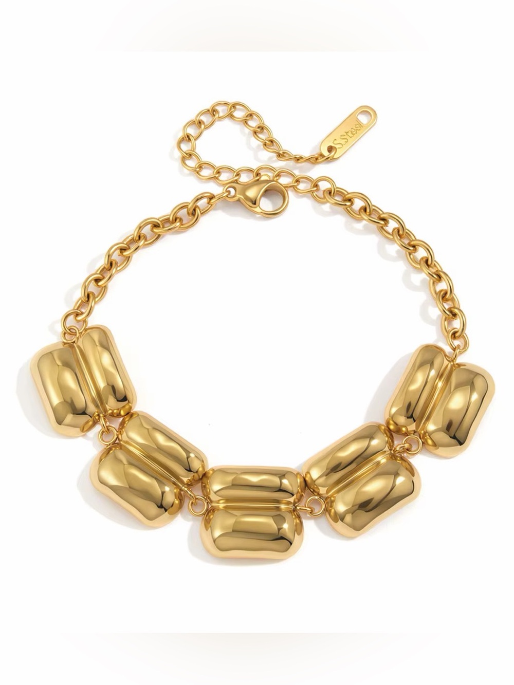 18K Gold Plated Chunky Geometric Statement Bracelet